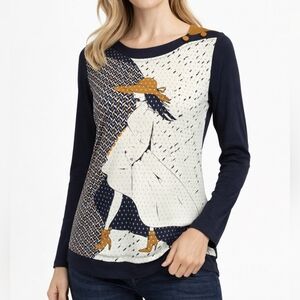 NWT Kalisson Long Sleeve Suede Accent Sweater Size Medium